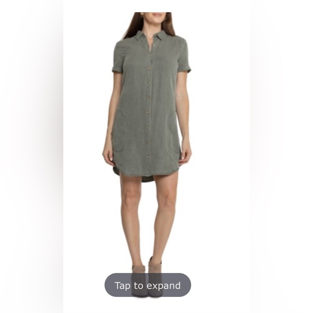 Lucky Brand green linen blend shirt dress XS NWOT